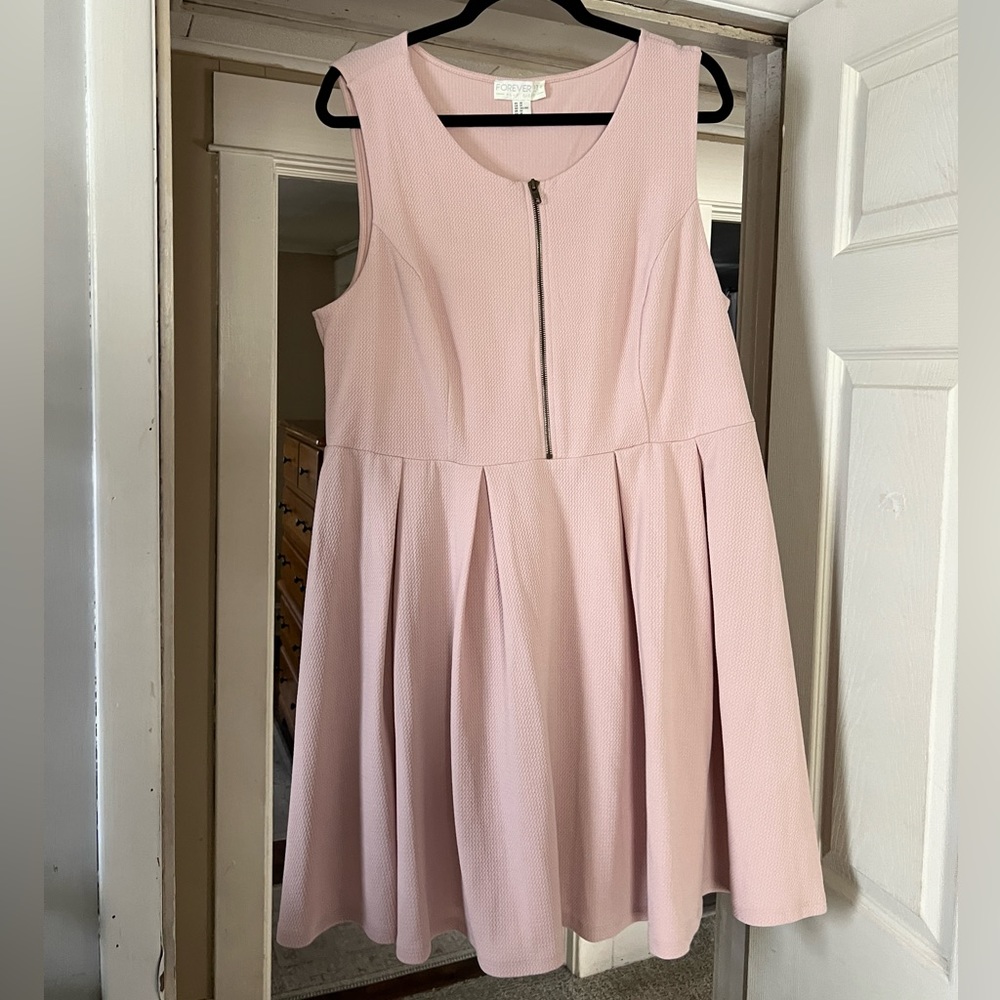 Pink Sleeveless Fit and Flare Dress